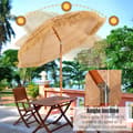 Miniatyrbillede 1 af 8: Parasol, 2M PP-strå Tiltende Parasol med Sandsokkel Hawaiiansk Stylet Stråtag 2 Aftagelige Dele, 200x175x160 cm, Naturlig