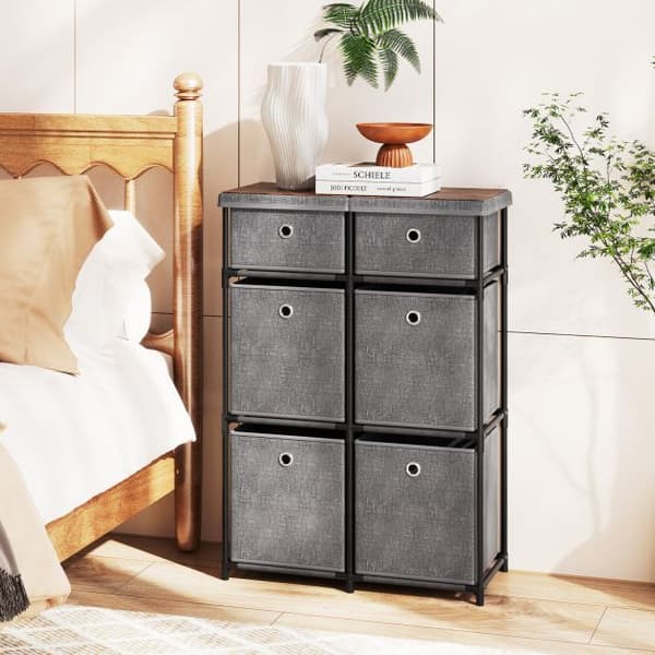 Skuffeskab, Hjem Metalramme Opbevaringsorganisator Enhed-Grå-S, 86x28x84 cm, Sort/Brunt/Grå