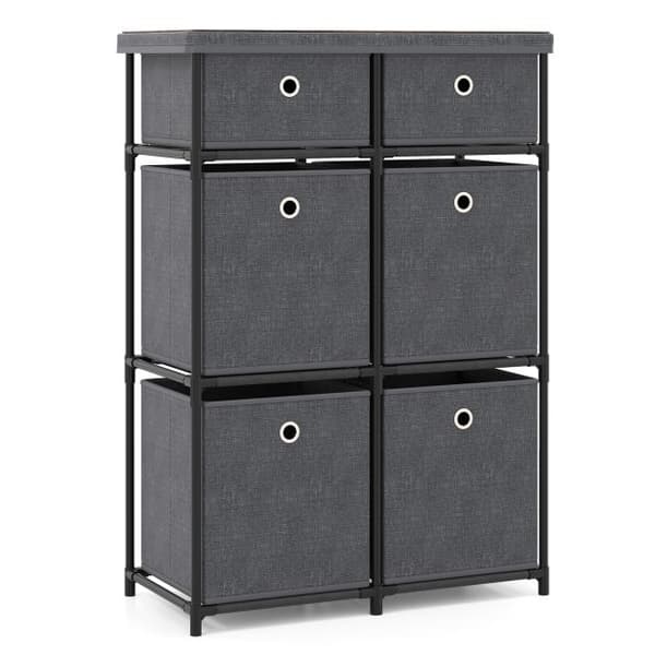 Skuffeskab, Hjem Metalramme Opbevaringsorganisator Enhed-Grå-S, 86x28x84 cm, Sort/Brunt/Grå