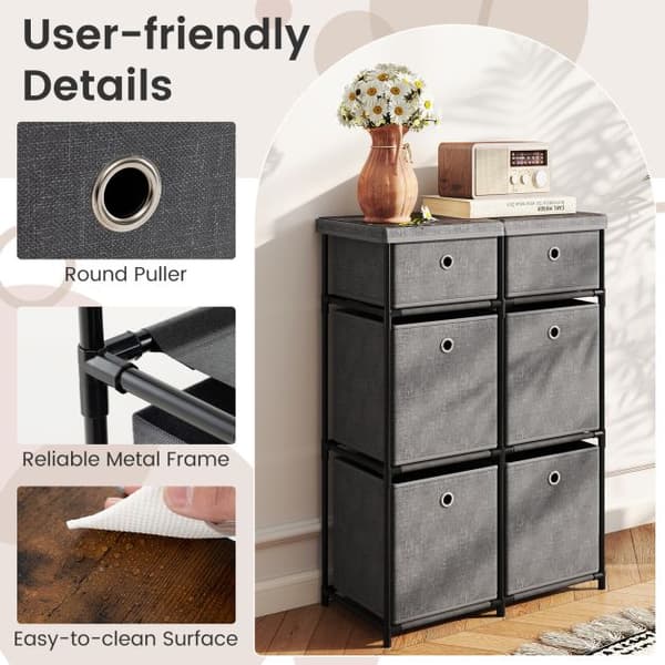 Skuffeskab, Hjem Metalramme Opbevaringsorganisator Enhed-Grå-S, 86x28x84 cm, Sort/Brunt/Grå