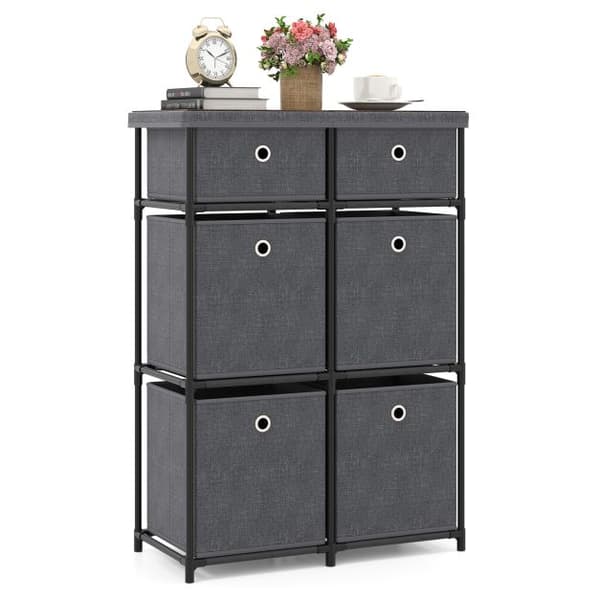Skuffeskab, Hjem Metalramme Opbevaringsorganisator Enhed-Grå-S, 86x28x84 cm, Sort/Brunt/Grå