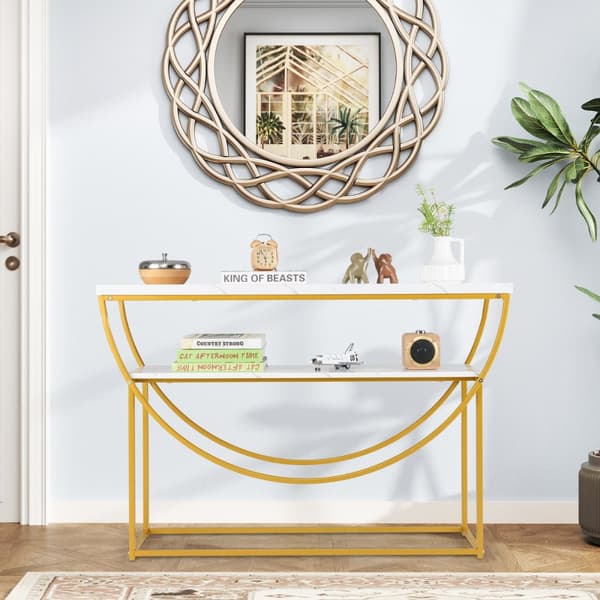 Konsolbord, 120x30x80.5 cm, Hvid Guld