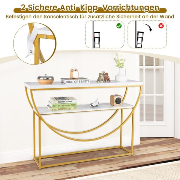Konsolbord, 120x30x80.5 cm, Hvid Guld