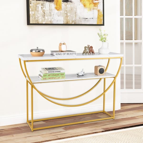 Konsolbord, 120x30x80.5 cm, Hvid Guld