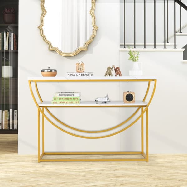 Konsolbord, 120x30x80.5 cm, Hvid Guld
