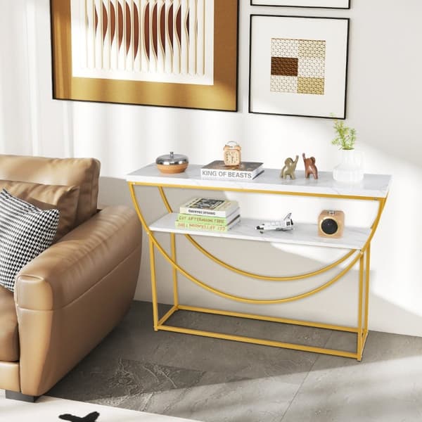Konsolbord, 120x30x80.5 cm, Hvid Guld