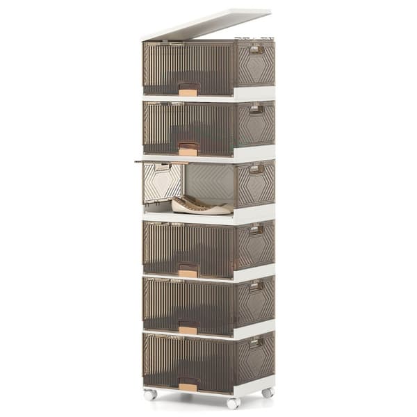 Skoopbevaring, 37,5x27,5x121 cm, Brun Hvid