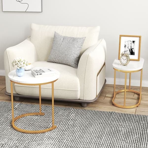 Soffbord, 50x50x50 cm, 60x36x43.5 cm, Marmor och Guld