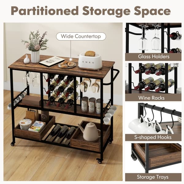 Serveringsvagn, 42,5x16x36 tum, Brun