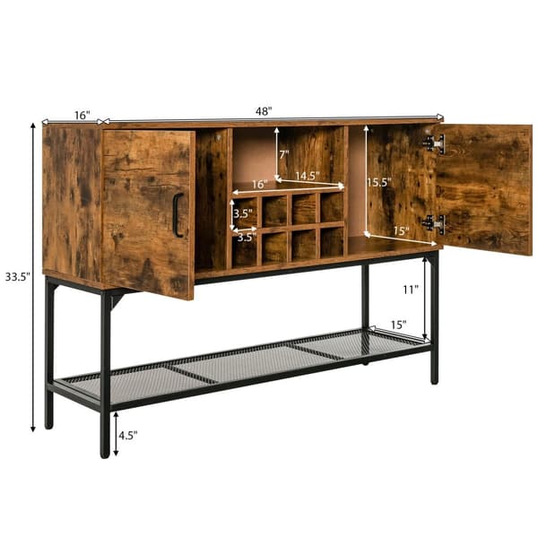 Køkken Buffet Skænk, 122x41x85 cm, Rustikt Brun