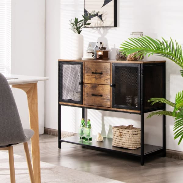 Buffet Sideboard, 100x35x85 cm, Rustikt Brun og Sort