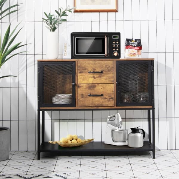 Buffet Sideboard, 100x35x85 cm, Rustikt Brun og Sort