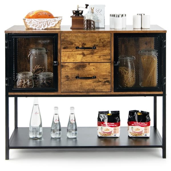 Buffet Sideboard, 100x35x85 cm, Rustikt Brun og Sort