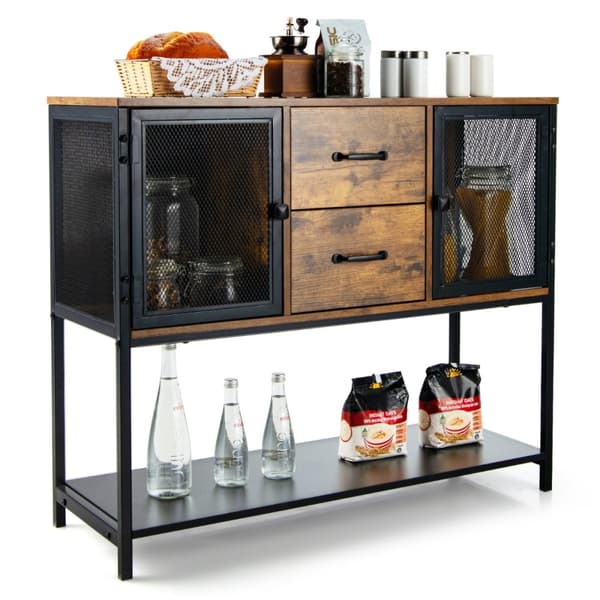 Buffet Sideboard, 100x35x85 cm, Rustikt Brun og Sort