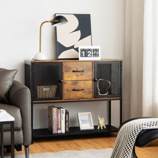 Buffet Sideboard, 100x35x85 cm, Rustikt Brun og Sort