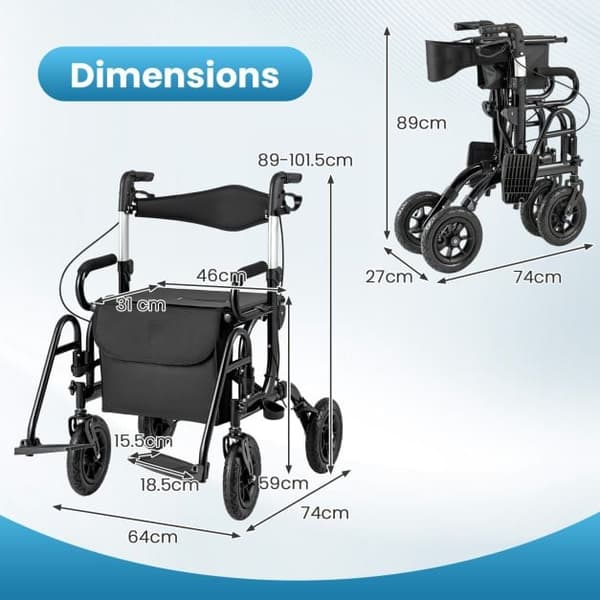 Rollator, 64x103 cm, Svart