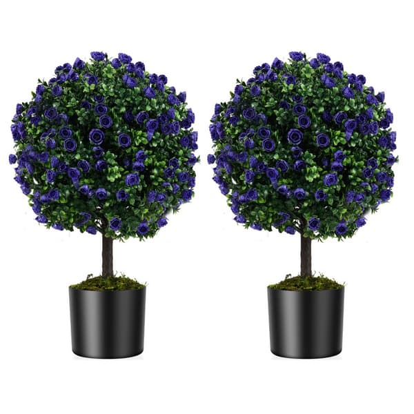 Kunstige Topiary Træer, 55 cm, Grøn og Lilla