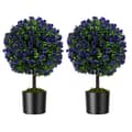 Miniatyrbillede 1 af 8: Kunstige Topiary Træer, 55 cm, Grøn og Lilla