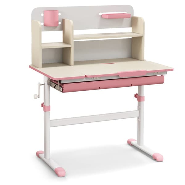 Barnskrivbord, 80x50x88-110 cm, Rosa