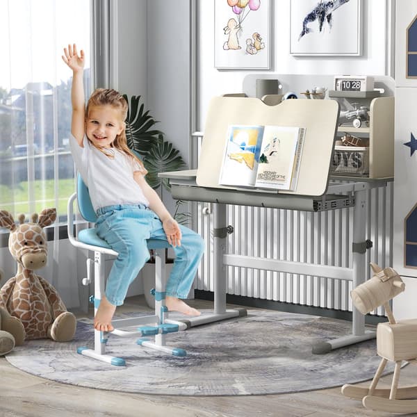 Børns Studiebord, 80x50x88-110 cm, Grå