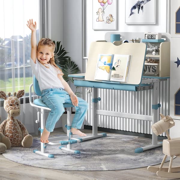 Børns Studiebord, 80x51x88-110 cm, Blå
