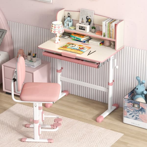 Børns Studiebord, 31,5x20x32-41 tommer, Lyserød