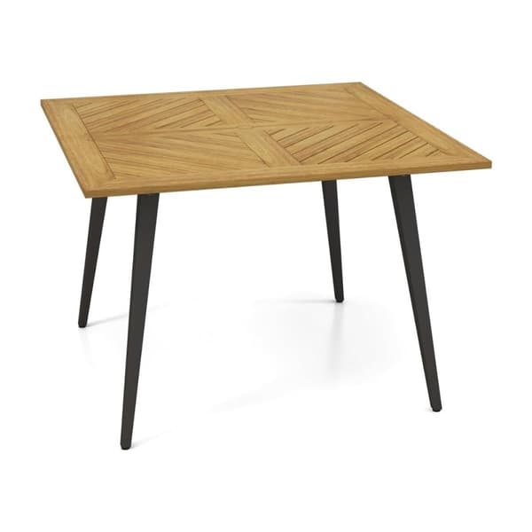 Havebord, 107x107x75 cm, Naturlig og Sort