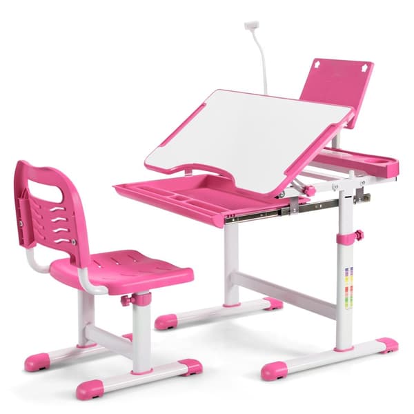 Børne skrivebord og stol sæt, 71x52x79 cm, Pink/Blå