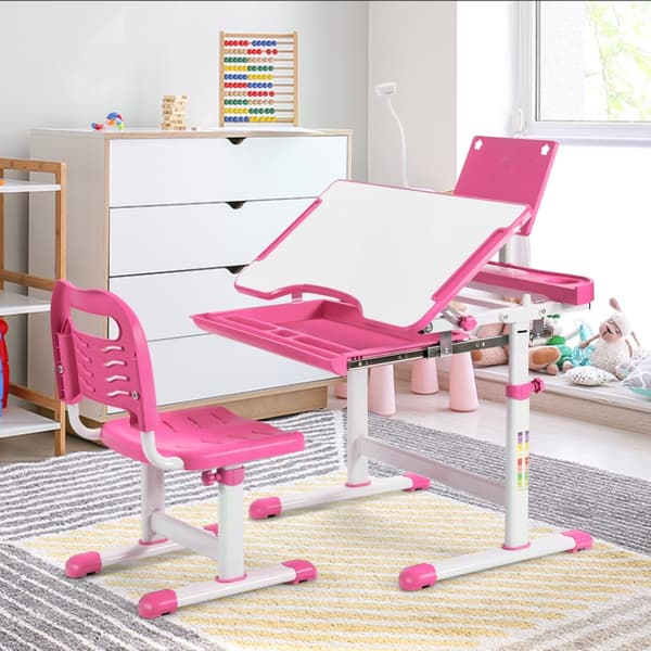 Børne skrivebord og stol sæt, 71x52x79 cm, Pink/Blå
