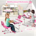 Miniatyrbillede 2 af 8: Børne skrivebord og stol sæt, 71x52x79 cm, Pink/Blå
