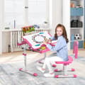 Miniatyrbillede 1 af 8: Børne skrivebord og stol sæt, 71x52x79 cm, Pink/Blå