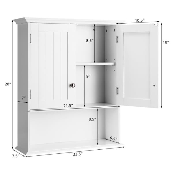 Vægmonteret opbevaringsskab, 23.5x7.5x28 tommer, Grå
