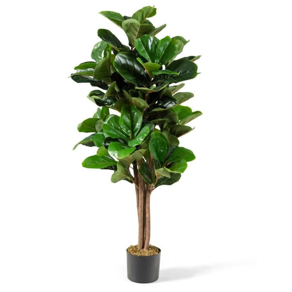 Kunstig træ, 4 fod kunstig violbladfigentræ, dekorativ planteskjuler, 4ft, grøn