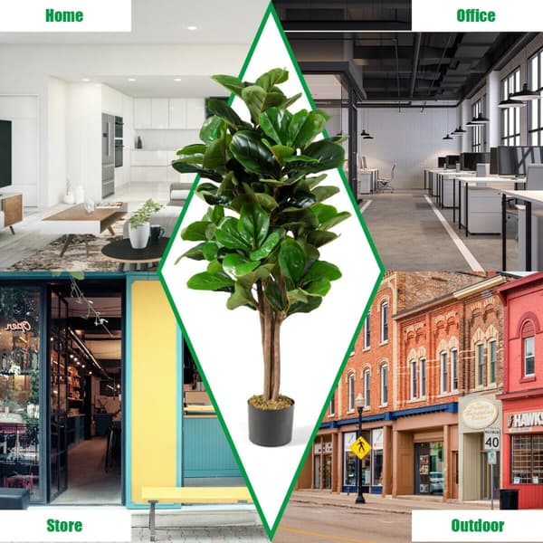 Kunstig træ, 4 fod kunstig violbladfigentræ, dekorativ planteskjuler, 4ft, grøn