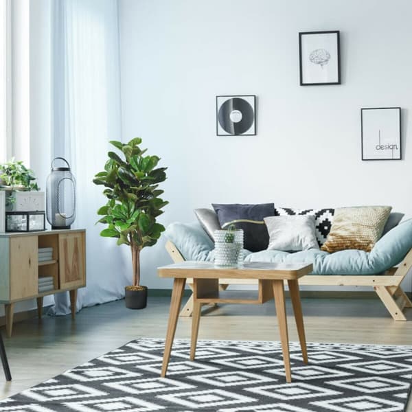 Kunstig træ, 4 fod kunstig violbladfigentræ, dekorativ planteskjuler, 4ft, grøn