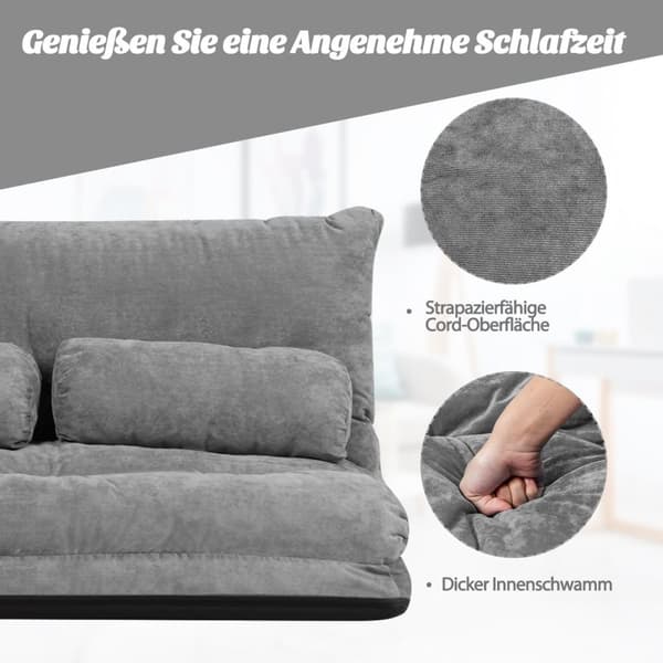 Foldbar Gulvsofa, 180x156x18 cm, Grå
