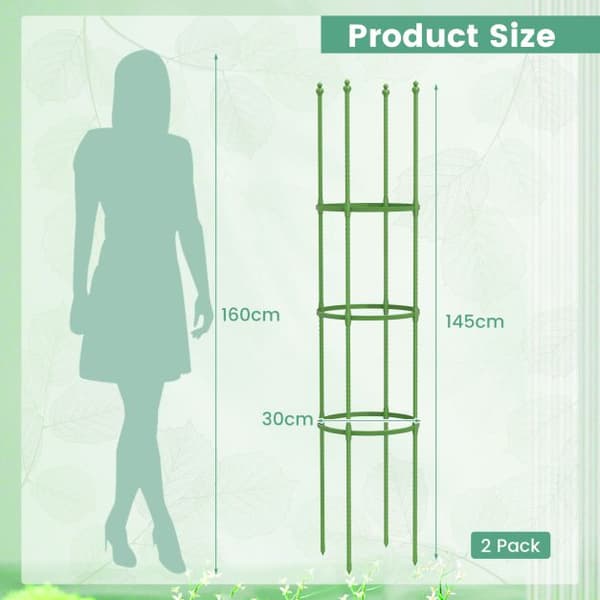 Trädgårdsplantstöd, 2-pack 145 cm hög trädgårdsspaljé, 30x145 cm, Grön