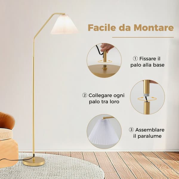 Gulvlampe, 33x23 cm, Guld