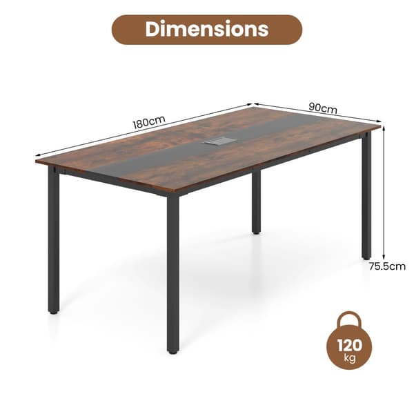 Konferencebord, 180x90 cm, Rustikt brun