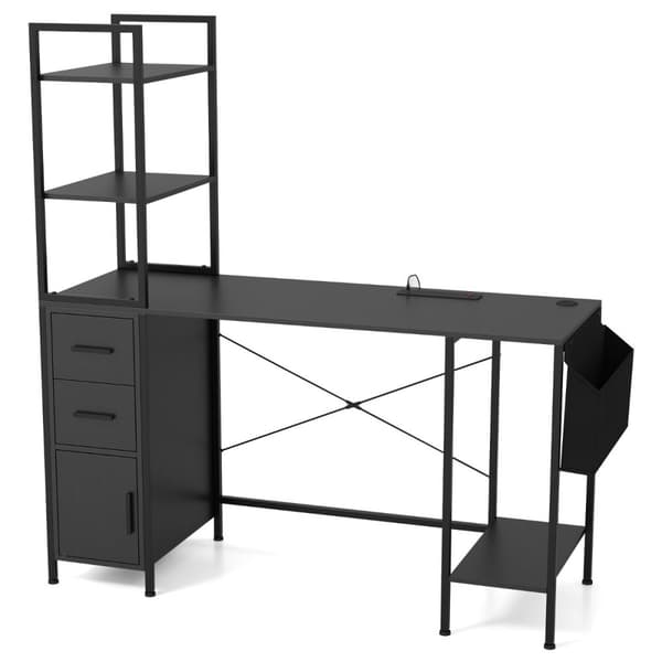 Skrivbord, 145x50x147.5 cm, Svart