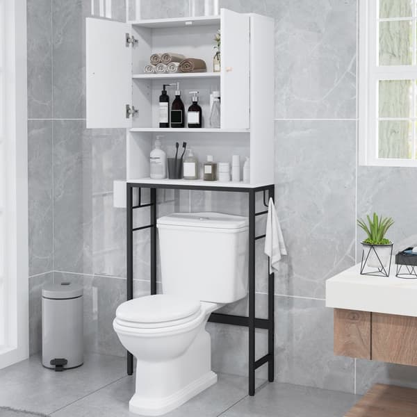 WC-säilytyskaappi, 9x25x62.5 tuumaa, valkoinen