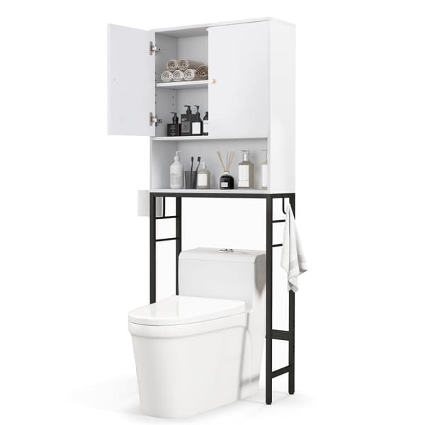 WC-säilytyskaappi, 9x25x62.5 tuumaa, valkoinen