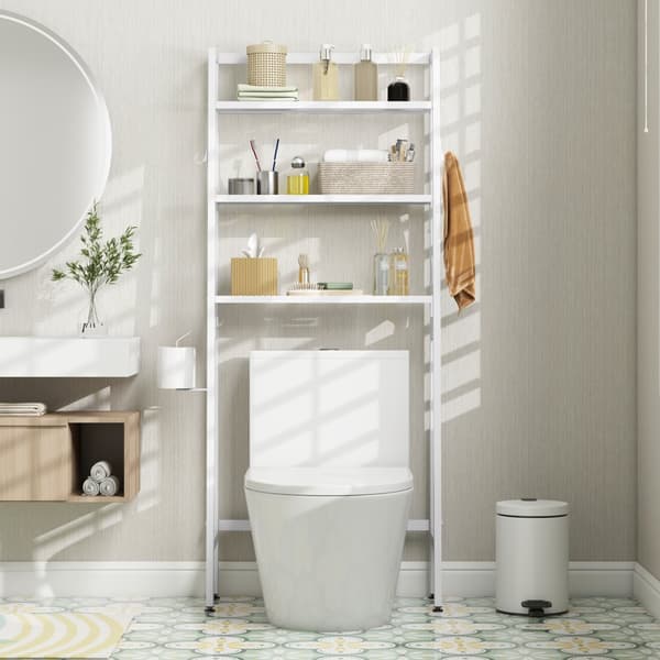 Toiletopbevaringshylde, 11x25.5x62.5 tommer, Sort
