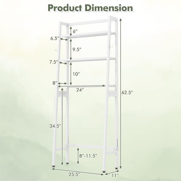 Toiletopbevaringshylde, 11x25.5x62.5 tommer, Sort