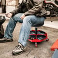 Miniatyrbild 7 av 8: Garage Workshop Creeper Seat, 20x20x16 tum, Svart och Röd