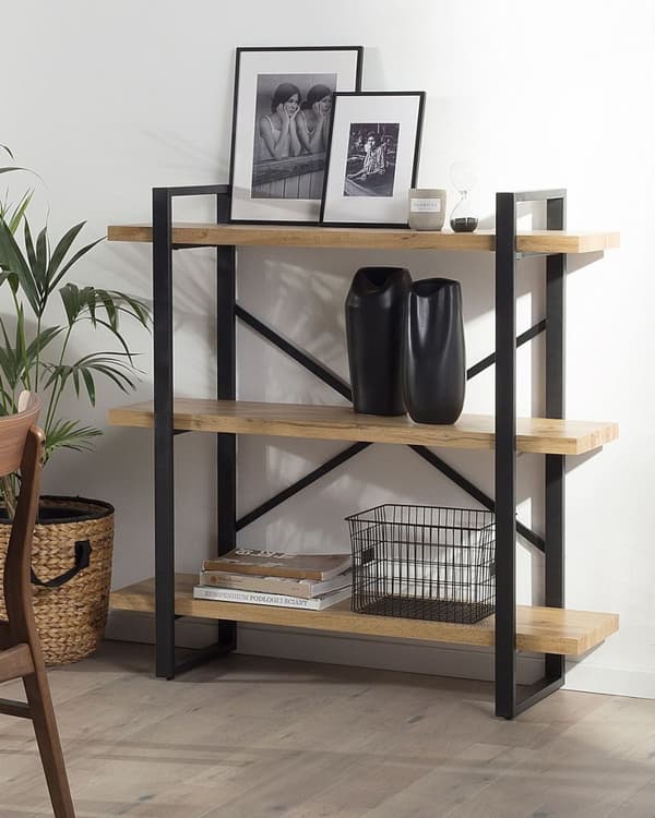 TIMBER reol med 3 hylder, 111 cm, lysebrun, Lumarko!