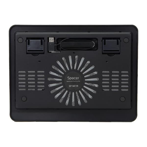 STAND SPACER notebook 15.6", sita metal, fan 14cm cu led albastru, black, "SP-NC19"/45504838 (timbru verde 0.8 lei)