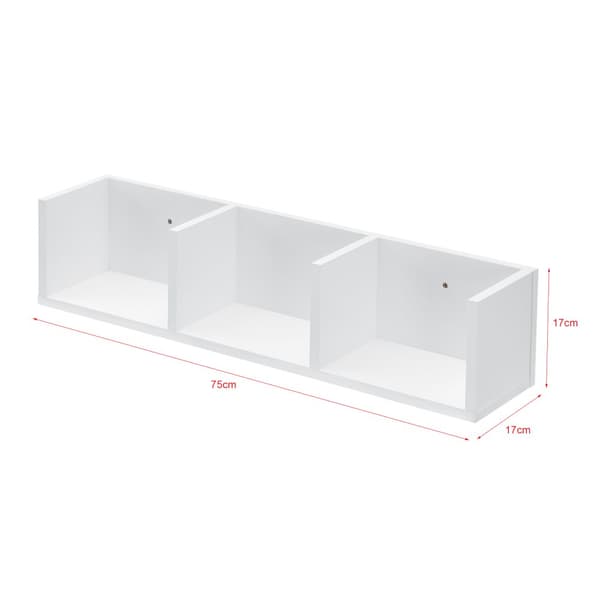 [en.casa] Vägghylla Isua-75x17x17cm-melaminbelagd spånskiva-vit-3 fack
