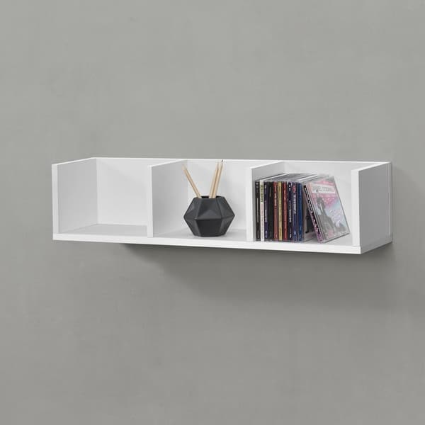 [en.casa] Vägghylla Isua-75x17x17cm-melaminbelagd spånskiva-vit-3 fack