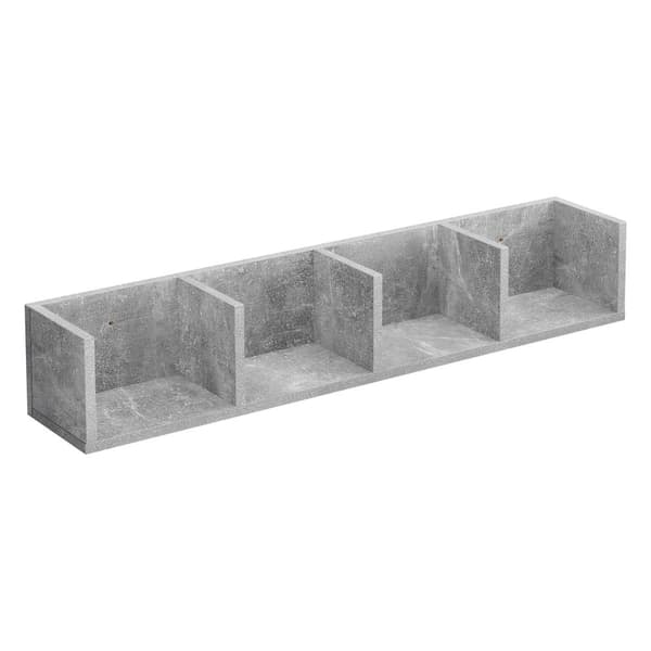 [en.casa]® Vägghylla Ekerö-95x17x16,5cm-melaminbelagd spånskiva-betongimitation-4 fack